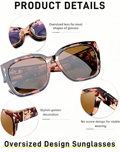 KANASTAL Fit Over Glasses Polarized Sunglasses UV400 Protection Oversized Design Shades with Large Frame Accessories for Fashion Outfit Tortoise/Brown - Image 3