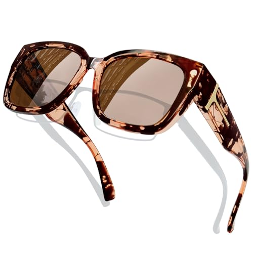 KANASTAL Fit Over Glasses Polarized Sunglasses UV400 Protection Oversized Design Shades with Large Frame Accessories for Fashion Outfit Tortoise/Brown - Image 1