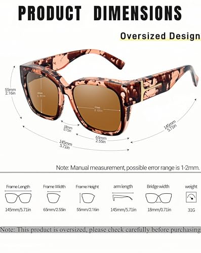 KANASTAL Fit Over Glasses Polarized Sunglasses UV400 Protection Oversized Design Shades with Large Frame Accessories for Fashion Outfit Tortoise/Brown - Image 4