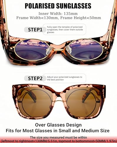 KANASTAL Fit Over Glasses Polarized Sunglasses UV400 Protection Oversized Design Shades with Large Frame Accessories for Fashion Outfit Tortoise/Brown - Image 5
