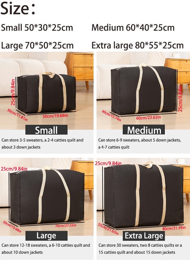 4PCS Moving Bags Heavy Duty Extra Large with Strong Zippers Storage Totes Bag for Space Saver for College Students Moving Supplies/Boxes with Handles for Clothes Storage Containers - Image 2