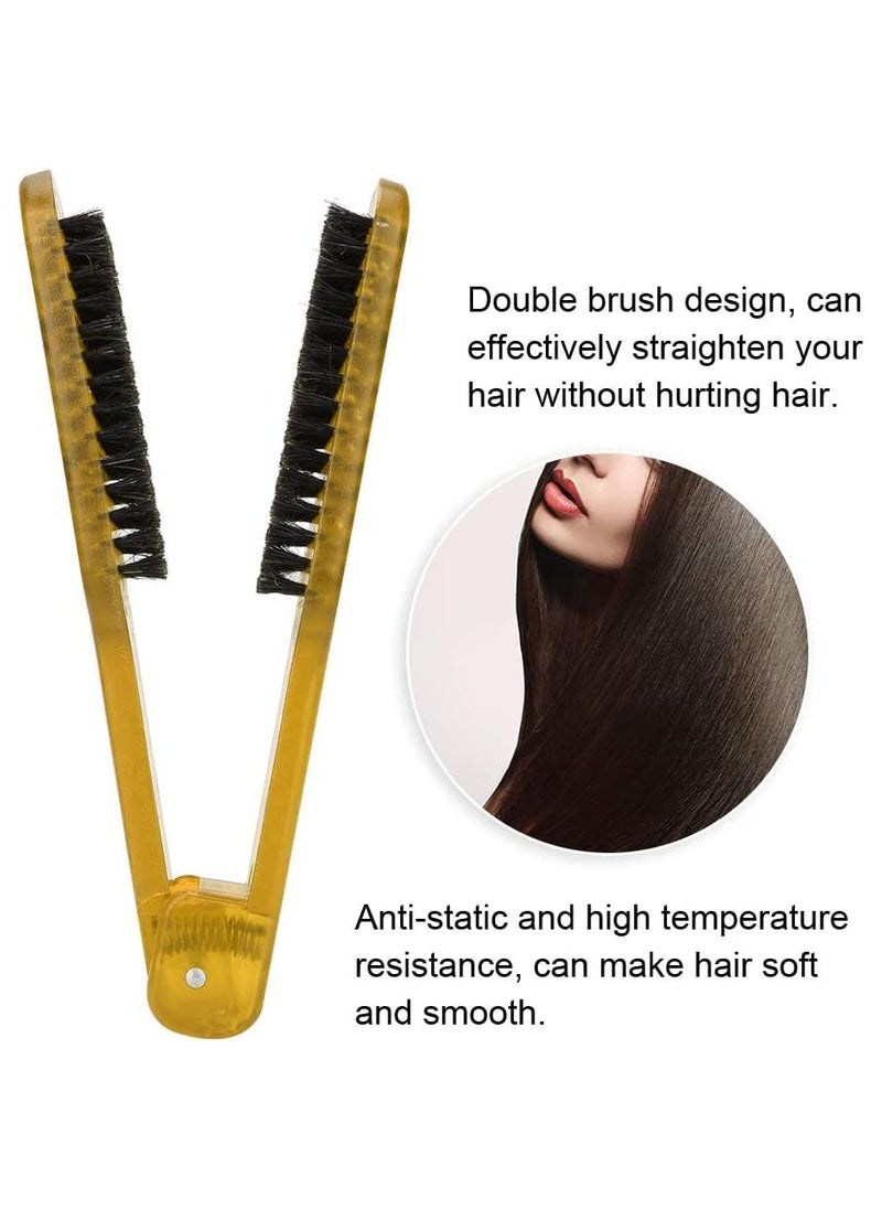 SYOSI - Hair Straightener Brush Hair Straightening Comb Double Sided Brush Clamp Straightener Anti-static Dual-Brush Comb Professional V Shaped Clamp Styling Comb Hairdressing Tool for Home and Travel - Image 1