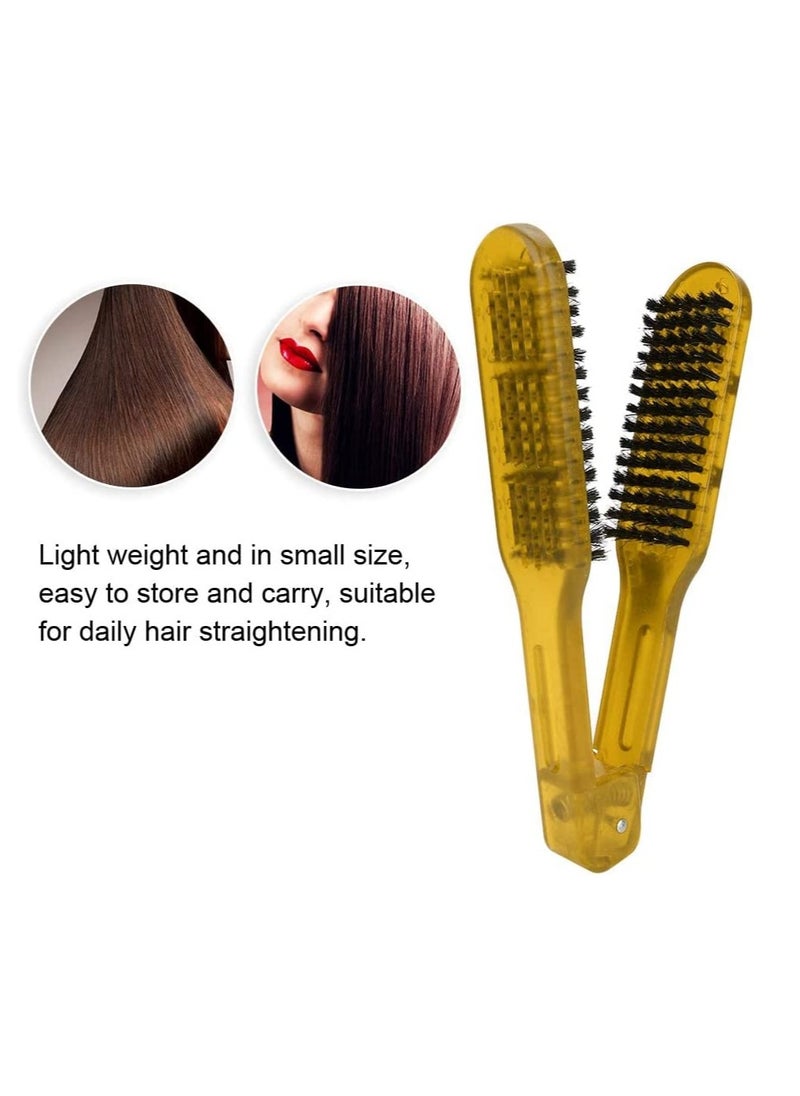 SYOSI - Hair Straightener Brush Hair Straightening Comb Double Sided Brush Clamp Straightener Anti-static Dual-Brush Comb Professional V Shaped Clamp Styling Comb Hairdressing Tool for Home and Travel - Image 1