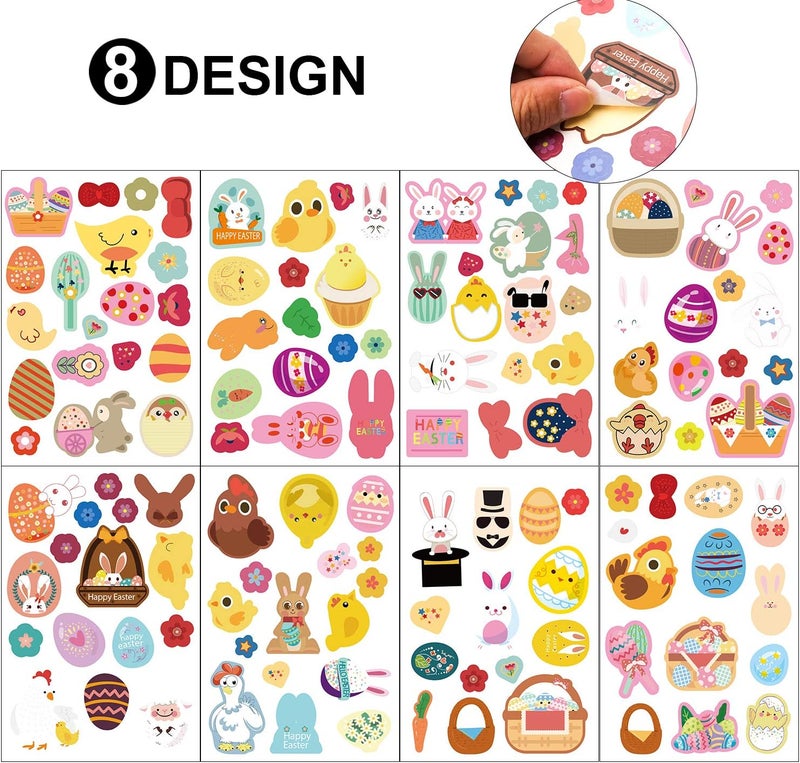 Konsait Happy Easter Stamps Stickers Bulk for Kids Assorted Easter Self Inking Egg Stampers Animal Stamps Stickers for Cards Scrapbook Envelope Easter Party Favor Holiday Crafts Supplies Decoration - Image 5