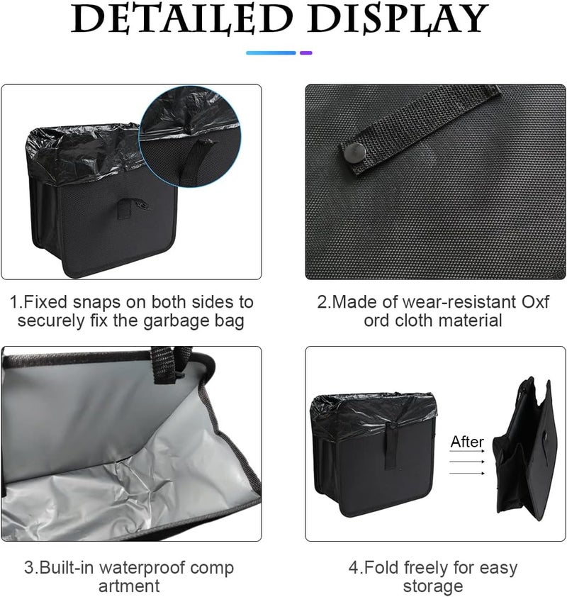 Foldable Car Trash Can, 1.85 Gallons Hanging Waterproof Leakproof Trash Can Storage Bag for Car with Large Capacity, Car Interior Accessories (Small) - Image 3