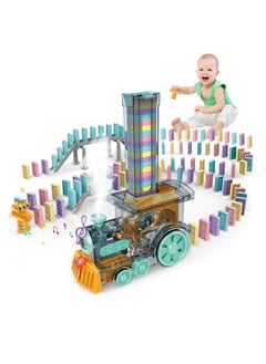Generic Domino Train Toy Set, Domino Electric Train Model with Sounds and Light, Domino Blocks Building Stacking Toy, STEM Creative Gift for 3 4 5 6 7 Year Old Boys Girls  - Image 1