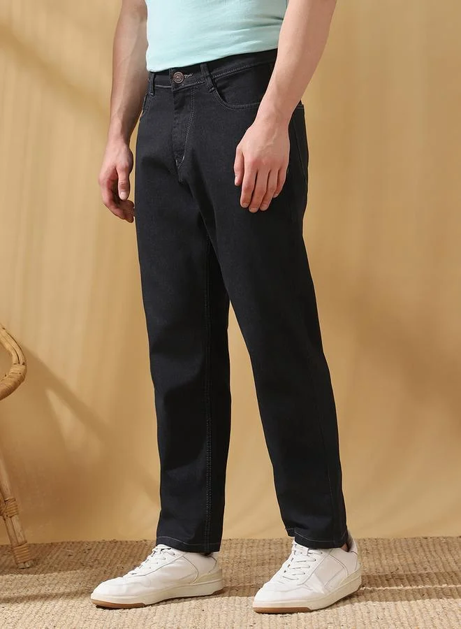 Dennis Lingo  Men'S Indigo Cotton Blend Solid Pattern Full Length Relaxed Jeans for Men | Best Price UAE