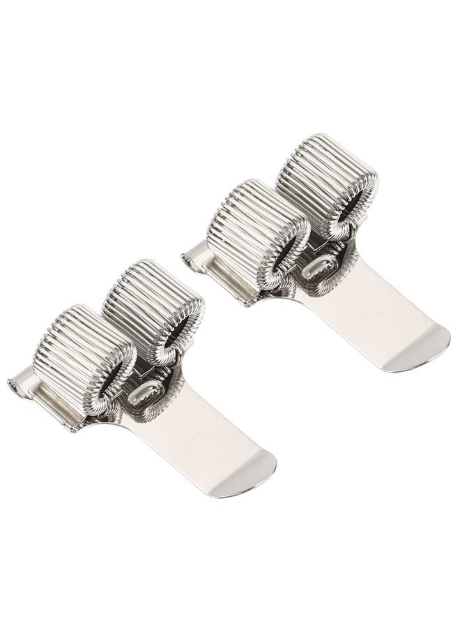 PATIKIL Pen Holder Clips, 2Pcs Metal Portable Double Spring Loop Pencil Organizer for Office Business Pocket Notebook Clipboard, Silver - Image 1