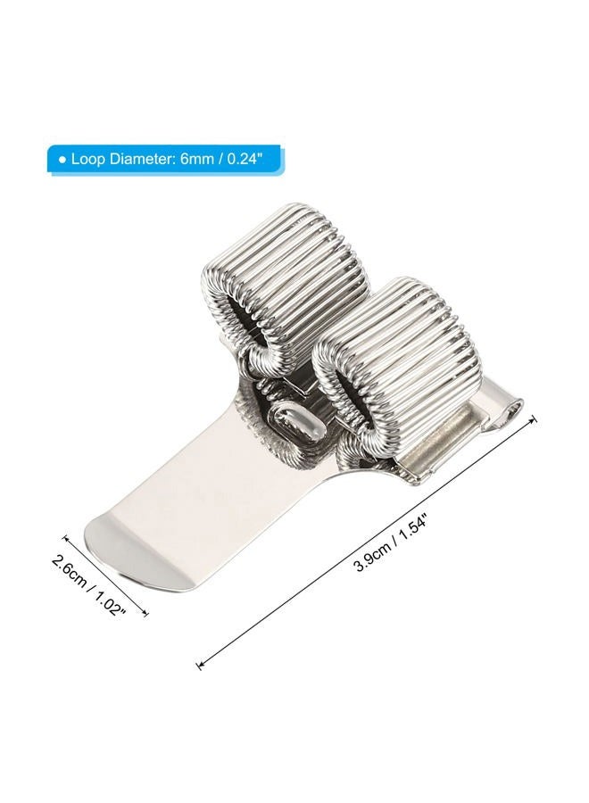 PATIKIL Pen Holder Clips, 2Pcs Metal Portable Double Spring Loop Pencil Organizer for Office Business Pocket Notebook Clipboard, Silver - Image 2