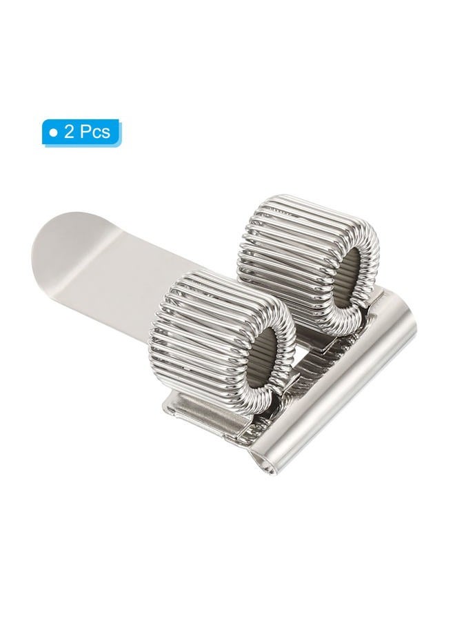PATIKIL Pen Holder Clips, 2Pcs Metal Portable Double Spring Loop Pencil Organizer for Office Business Pocket Notebook Clipboard, Silver - Image 3