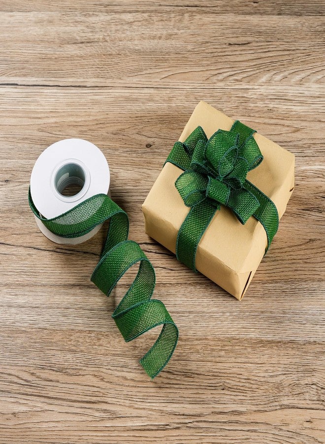 SDZMDL Green Burlap Wired Ribbon 1 Inch, Solid Ribbon with Wire Edge for St. Patrick's Day Gift Wrapping, Bow, Wreath, Outdoor Decoration, 10 Yards/Roll. - Image 2