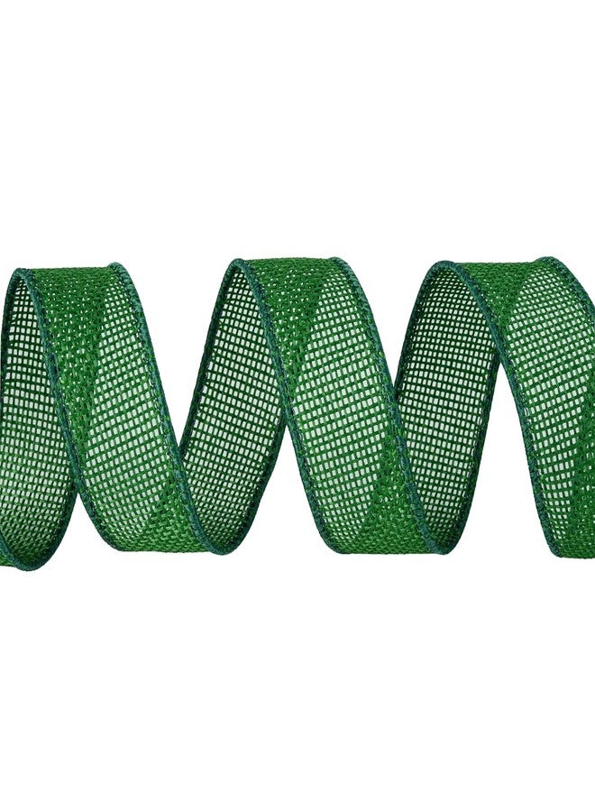 SDZMDL Green Burlap Wired Ribbon 1 Inch, Solid Ribbon with Wire Edge for St. Patrick's Day Gift Wrapping, Bow, Wreath, Outdoor Decoration, 10 Yards/Roll. - Image 3