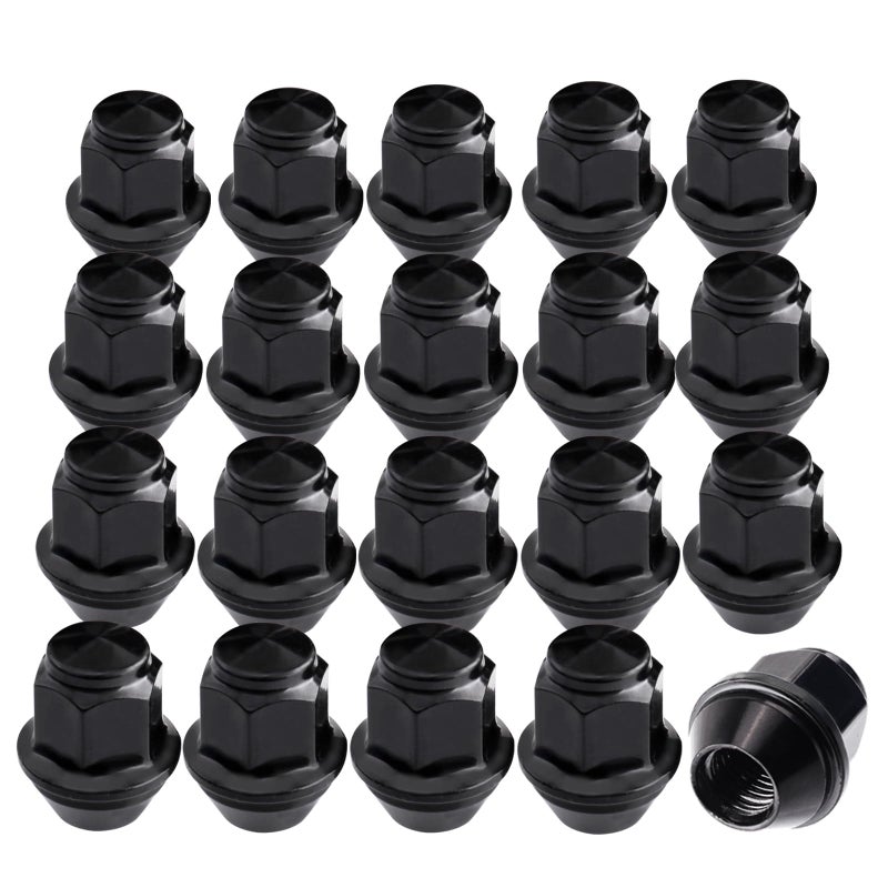 12mmx15 3419mm Hex OEM Factory Wheel Lug Nuts Set of 20 for Focus Fusion Escape Ranger MKCMKZ Fiesta Stock Wheels Large Acorn Seat Black