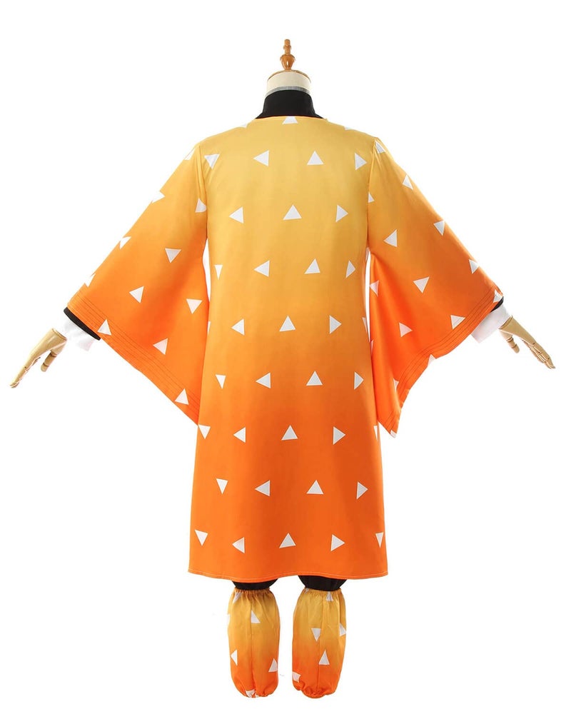 Nuoqi Zenitsu Cosplay Outfit Zenitsu Agatsuma Cosplay Costume Anime Kimono Uniform Halloween Costume XS Yellow - Image 4
