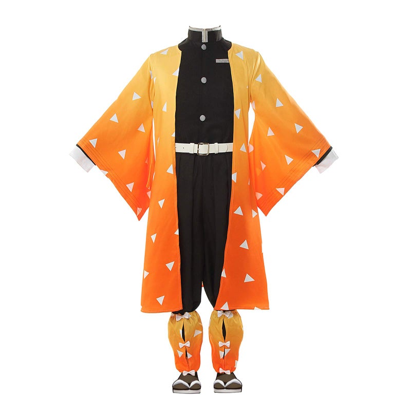 Nuoqi Zenitsu Cosplay Outfit Zenitsu Agatsuma Cosplay Costume Anime Kimono Uniform Halloween Costume XS Yellow - Image 5