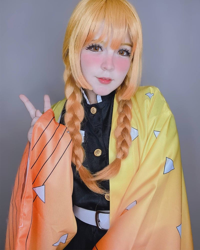 Nuoqi Zenitsu Cosplay Outfit Zenitsu Agatsuma Cosplay Costume Anime Kimono Uniform Halloween Costume XS Yellow - Image 3