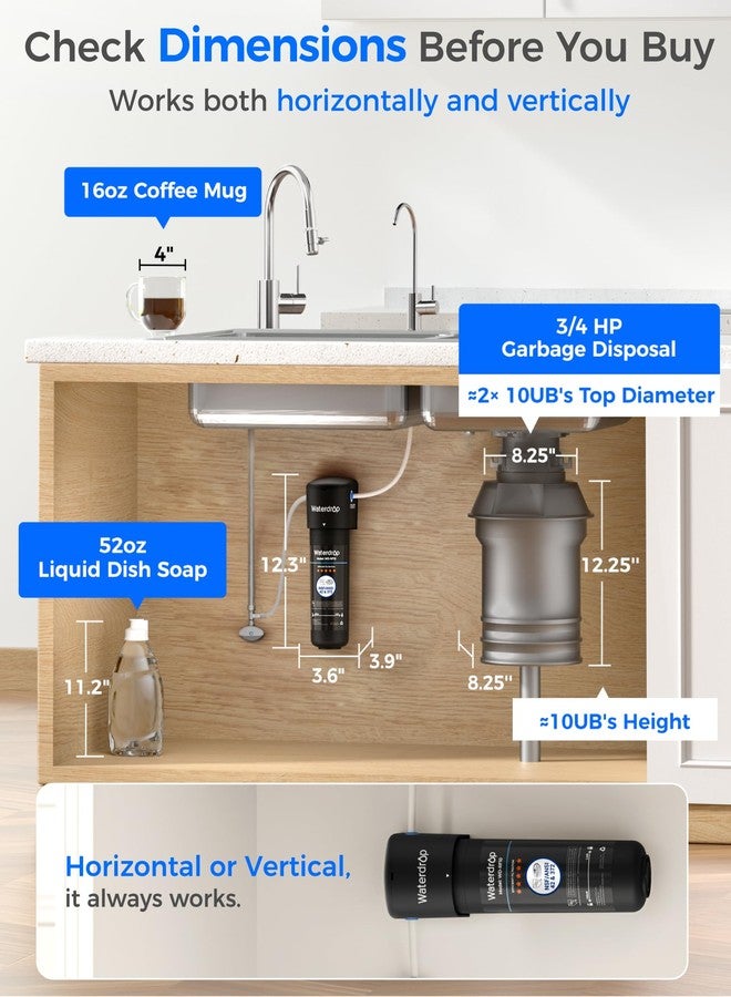 Waterdrop 10UB Under Sink Water Filter with Dedicated Faucet, NSF/ANSI 42 Certified, 30,000 Liters High Capacity Water Filter System, Reduce PFAS, PFOA/PFOS, Reduce Lead, Chlorine, Bad Taste - Image 5