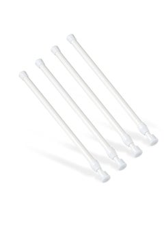 Tension Curtain Rod, 4 Pcs Tension Rod, Easy to Install Tension Shower Doorway Curtain Rod, No Drilling Small Tension Rods for Closet, Rustproof Spring Rod (White, 12-20 inch)