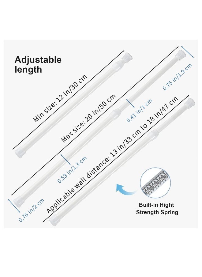 Generic - Tension Curtain Rod, 4 Pcs Tension Rod, Easy to Install Tension Shower Doorway Curtain Rod, No Drilling Small Tension Rods for Closet, Rustproof Spring Rod (White, 12-20 inch) - Image 1