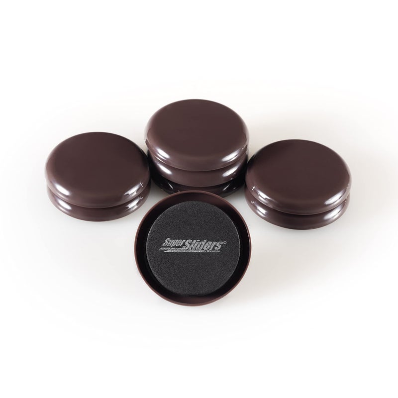 SUPER SLIDERS مزلقات أثاث دائرية قابلة لإعادة الاستخدام مقاس 2 1/2 بوصة من Super Sliders للسجاد - حركة سهلة وحماية السطح باللون البني (8 عبوات) - Image 2