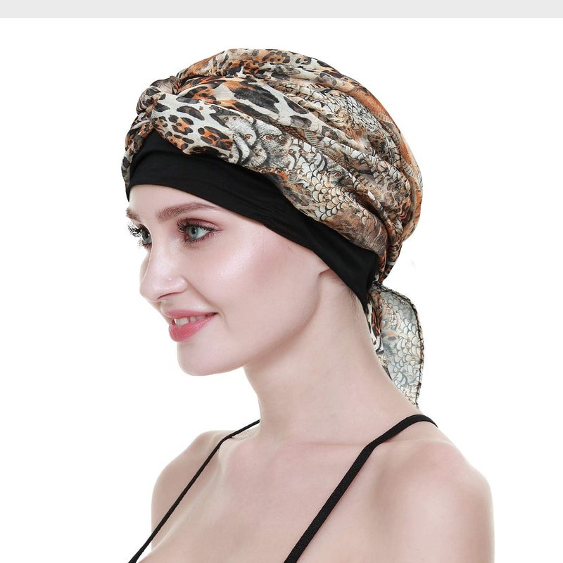 FocusCare Chemo Headwear Turbans for Women Long Hair Head Scarf Headwraps Cancer Hats - Image 4