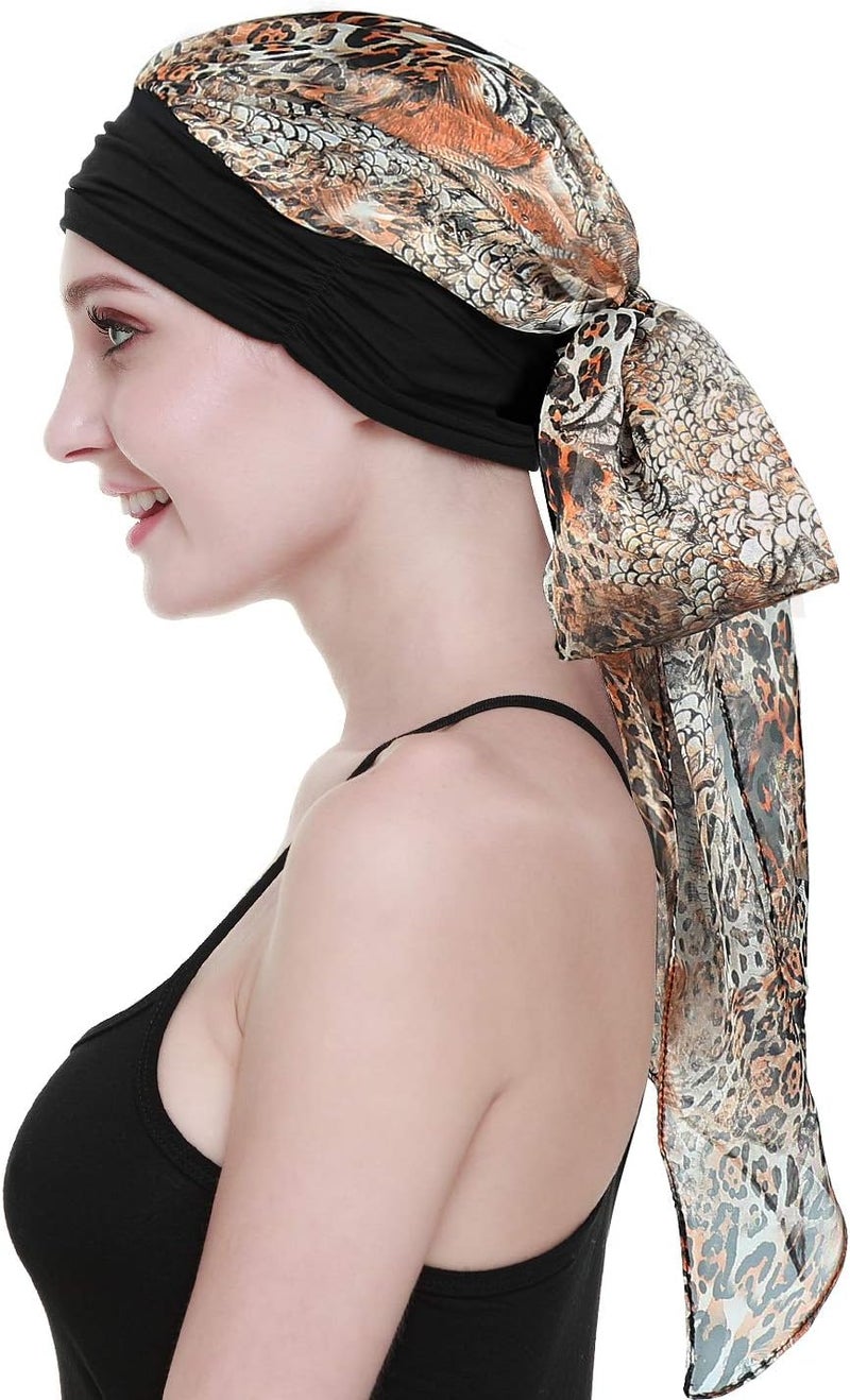 FocusCare Chemo Headwear Turbans for Women Long Hair Head Scarf Headwraps Cancer Hats - Image 2