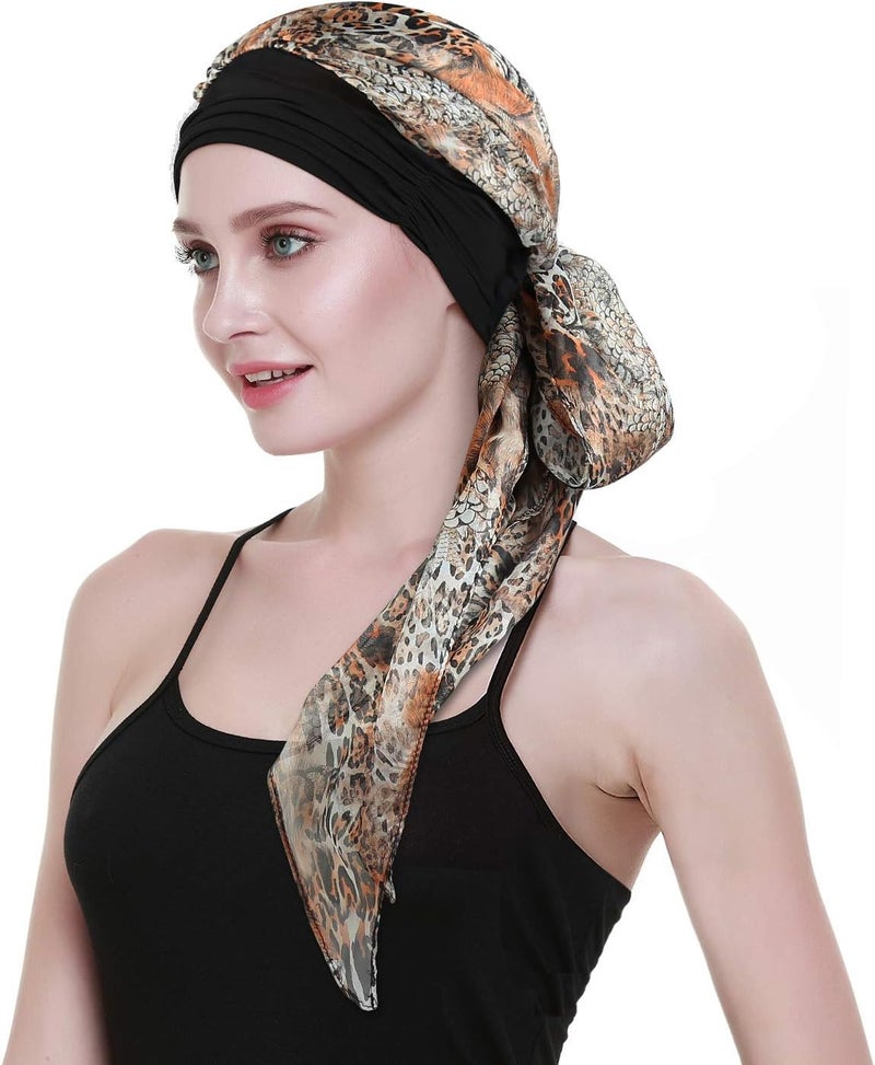 FocusCare Chemo Headwear Turbans for Women Long Hair Head Scarf Headwraps Cancer Hats - Image 1