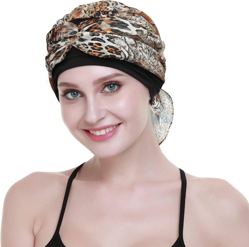 FocusCare Chemo Headwear Turbans for Women Long Hair Head Scarf Headwraps Cancer Hats - Image 3
