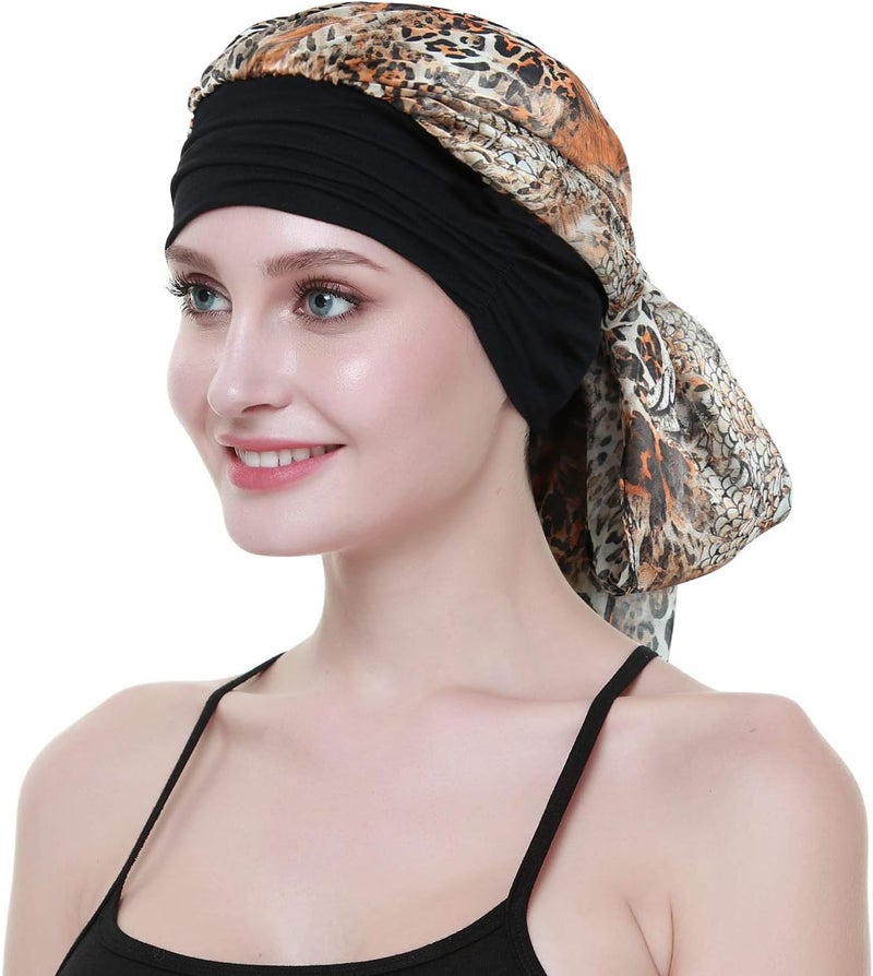 FocusCare Chemo Headwear Turbans for Women Long Hair Head Scarf Headwraps Cancer Hats - Image 5
