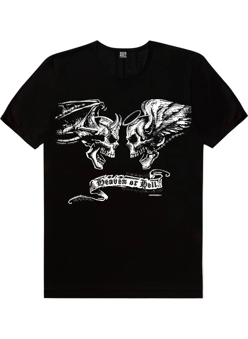 Rock&Roll Angel Devil Black Short Sleeve Men's T-Shirt