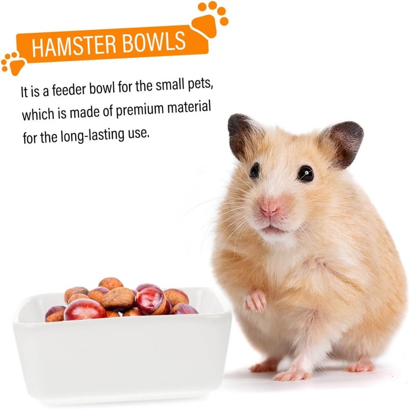POPETPOP Hamster Food Bowl and Small Cat Bowl 2pcs Ceramic Anti-Fall Pet Feeder Set with Bite-Resistant Design for Guinea Pigs and Small Animals - Image 3