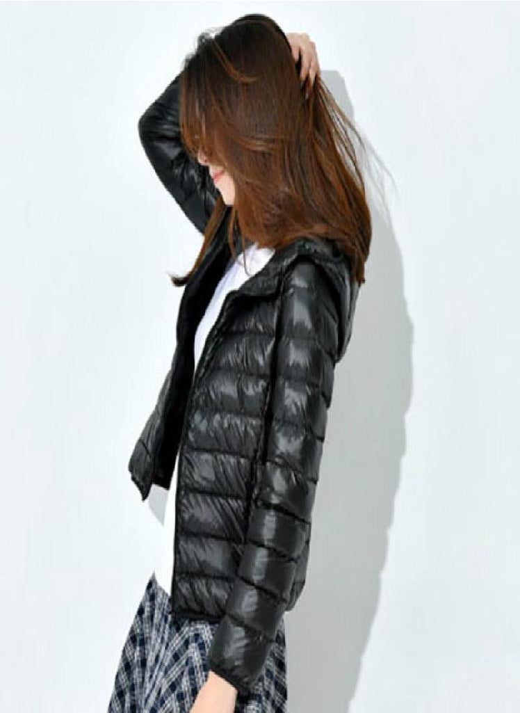Eckek - Women's Down Jacket Winter Short Hooded Warm Slim Fashion Solid Color Coat - Image 1