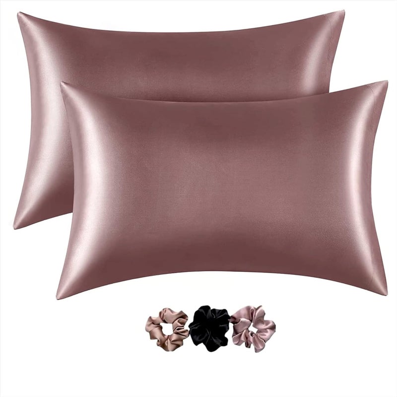 Rylan Pillow Cover RYLAN Satin Silk Pillow Cover for Hair and Skin 2 Piece with 3 Piece |Silk Pillow Covers with Envelope Closure end Design|Silk Pillow Cases 600 TC (Rose Taupe)  - Image 1