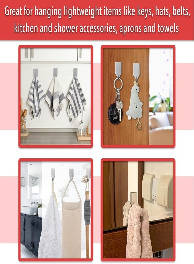Winberg Adhesive Wall Hooks, Stainless Steel, Pack of 6, Self-Adhesive Hangers for Kitchen, Bathroom, Office HK6 - Image 3