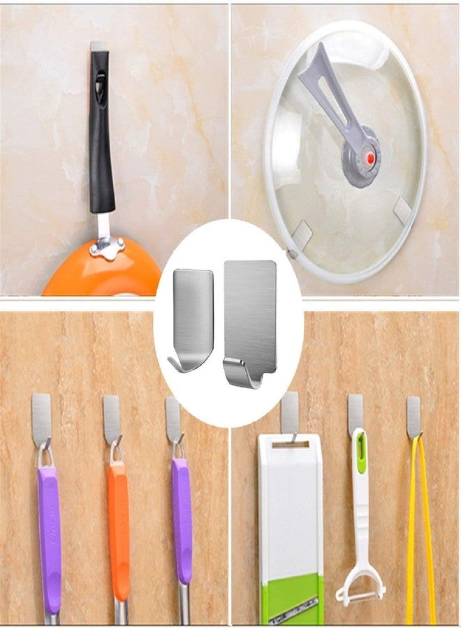 Winberg Adhesive Wall Hooks, Stainless Steel, Pack of 6, Self-Adhesive Hangers for Kitchen, Bathroom, Office HK6 - Image 2