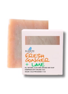 BLUEBYRD SOAP CO. Bluebyrd Soap Co Fresh Ginger Lime All Natural Soap Bar  Natural and Organic Ingredients  Moisturizing Wash for Face Body and Hands  100 Vegan Cold Process Paraben Free Bar Soap LIME 