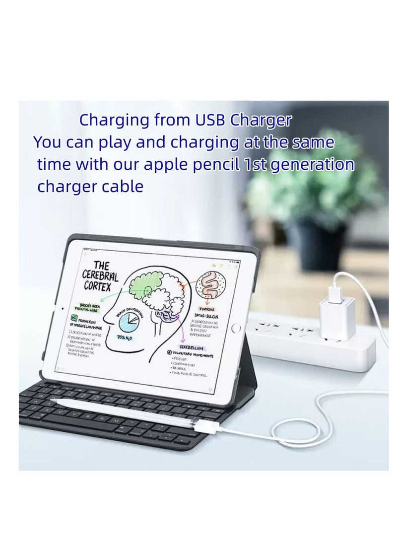 Generic - iPencil Charging Adapter, Compatible with Apple Pencil 1st Generation, 1FT iPencil Accessories for Apple 1 Pen Gen USB A to Ligntning Female Connector, White - Image 1