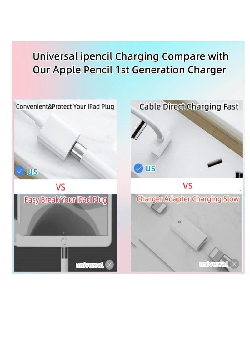 Generic - iPencil Charging Adapter, Compatible with Apple Pencil 1st Generation, 1FT iPencil Accessories for Apple 1 Pen Gen USB A to Ligntning Female Connector, White - Image 1