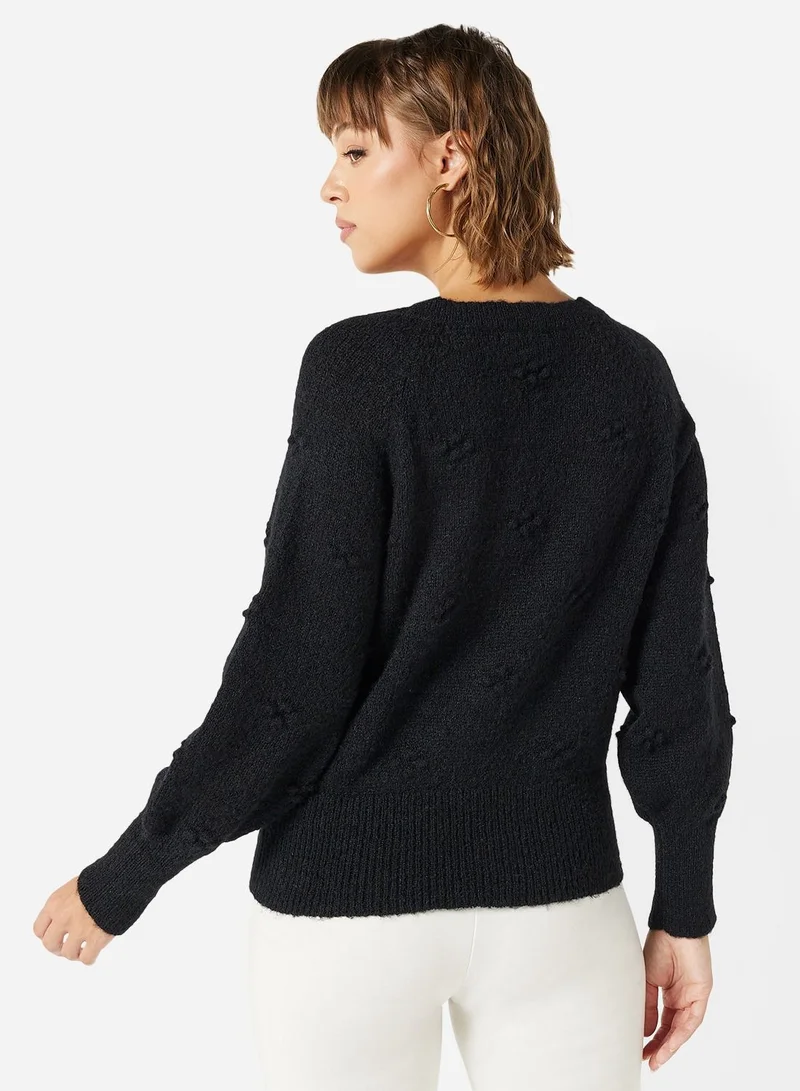 Jacqueline de Yong Recycled V-Neck Knit Pullover