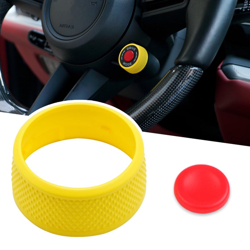 Jaronx Compatible with Porsche Steering Wheel Drive Mode Knob Driving Mode Dial Cover Compatible with Cayenne 20242025Panamera 20212025Macan 20222024911 20192024Taycan 20202025 Yellow