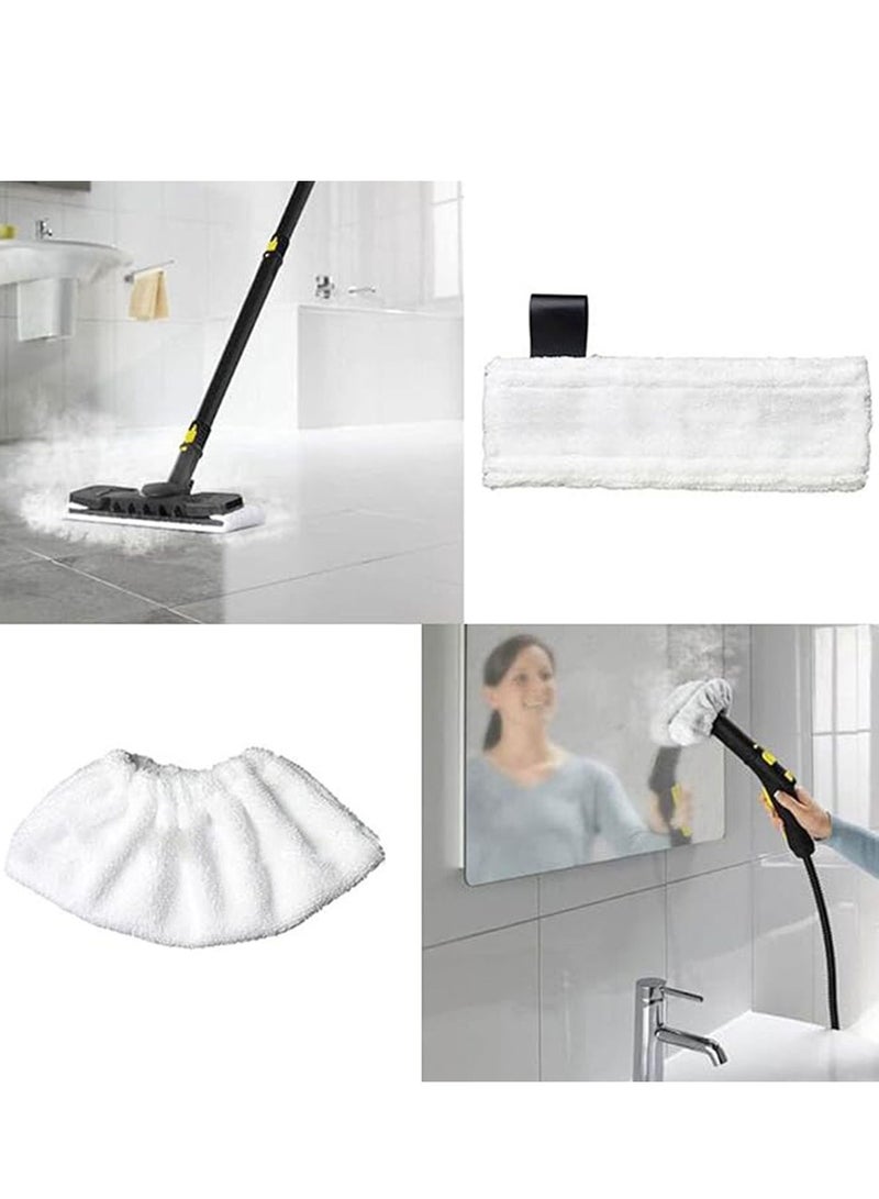 4 Piece  Steam Mop Replacement Pads Compatible for Karcher SC Steam Cleaner Microfiber Mop Cloth Steam Pocket Mop Pads Set for SC Floor Nozzle SC2 SC3 SC4 SC5(2 Mop Cloth and 2 Cloth Cover),White.  - Image 3