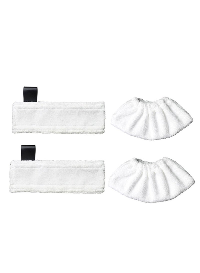 4 Piece  Steam Mop Replacement Pads Compatible for Karcher SC Steam Cleaner Microfiber Mop Cloth Steam Pocket Mop Pads Set for SC Floor Nozzle SC2 SC3 SC4 SC5(2 Mop Cloth and 2 Cloth Cover),White.  - Image 1