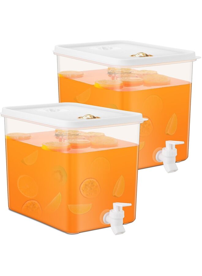 LAMAY 2pcs 10L Drink Dispenser for Fridge with Spigot Water Dispenser Leak Proof Lids Filter Screen Beverage Juice Container Sealed Plastic Lemonade Milk Cold Drink Tea Jug - Image 1