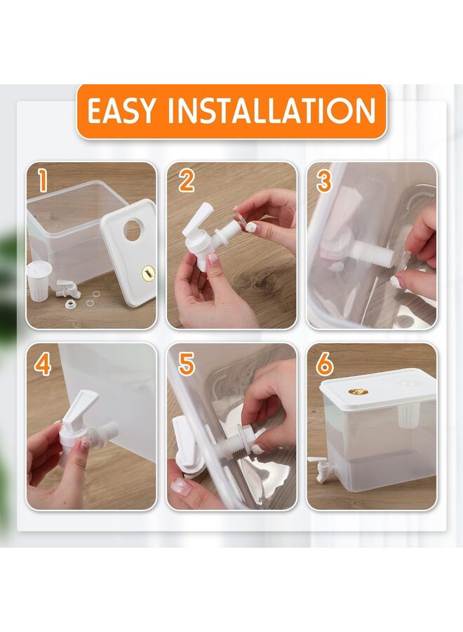 LAMAY 2pcs 10L Drink Dispenser for Fridge with Spigot Water Dispenser Leak Proof Lids Filter Screen Beverage Juice Container Sealed Plastic Lemonade Milk Cold Drink Tea Jug - Image 2