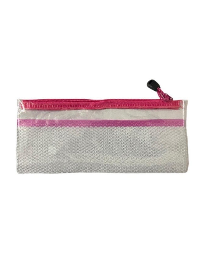 CIRO Large Capacity Transparent Pencil Bag Pouch with Zipper, Portable Makeup Pouch, Case Cute Stationery Bag for Students Girls Adults Office (Pink) - Image 1