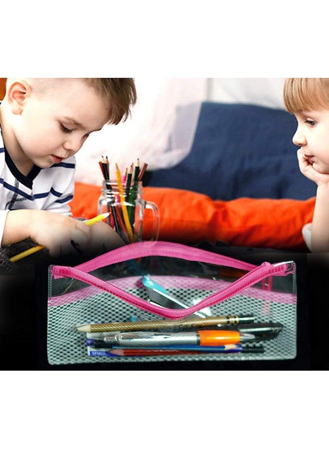 CIRO Large Capacity Transparent Pencil Bag Pouch with Zipper, Portable Makeup Pouch, Case Cute Stationery Bag for Students Girls Adults Office (Pink) - Image 5