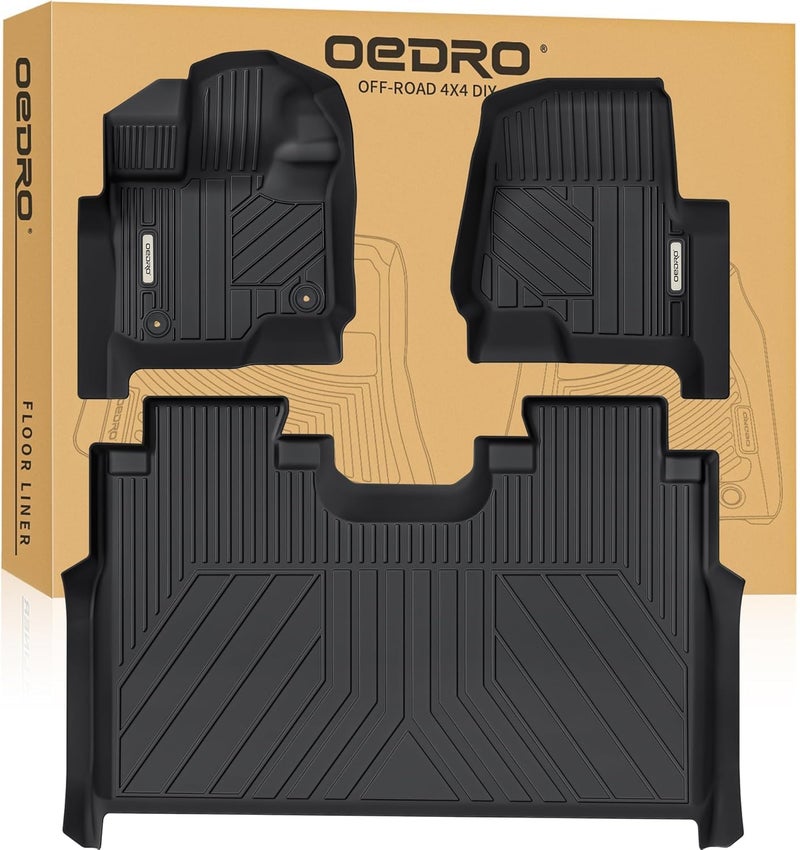 OEDRO Floor Mats Fit for 2015-2026 Ford F150 and 2022-2026 F-150 Lightning SuperCrew Cab, w/o Fold Flat Storage, TPE Precision Fit F150 Accessories Car Mats All-Weather Protection Liner - Image 1