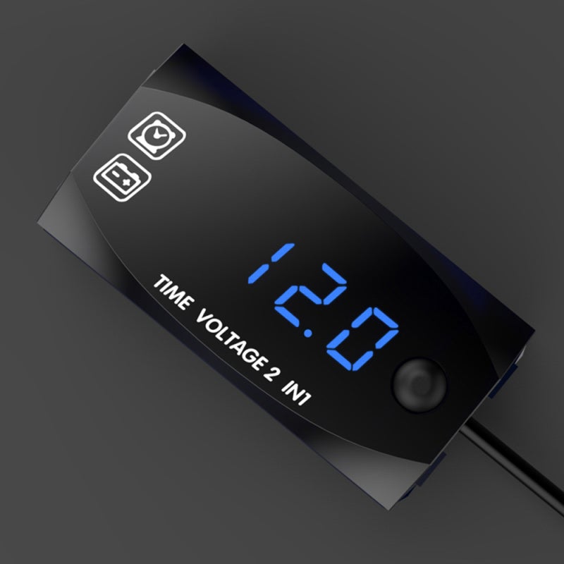 Motorcycle 2 In 1 Digital Time Clock Voltmeter: DC 6V-30V, IP67 Waterproof, Real-Time LED Panel Display, Low & High Voltage Warning for Motorcycle Riders - Image 4