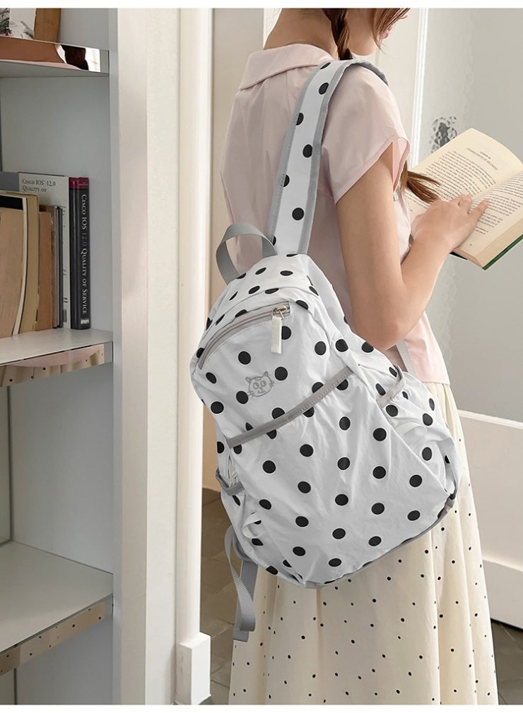 Polka Dot Commuter Backpack for Women, Waterproof Lightweight Student School Bag - Image 5