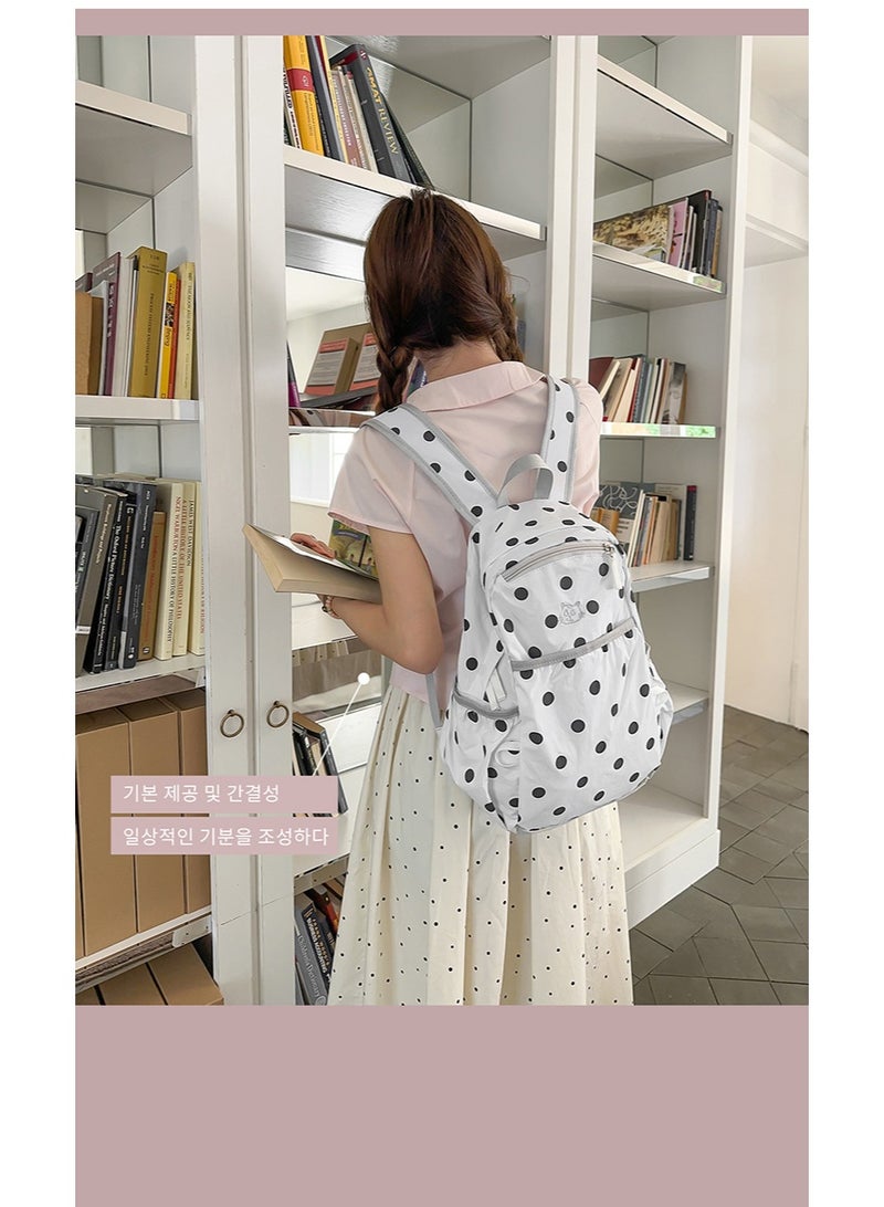 Polka Dot Commuter Backpack for Women, Waterproof Lightweight Student School Bag - Image 2